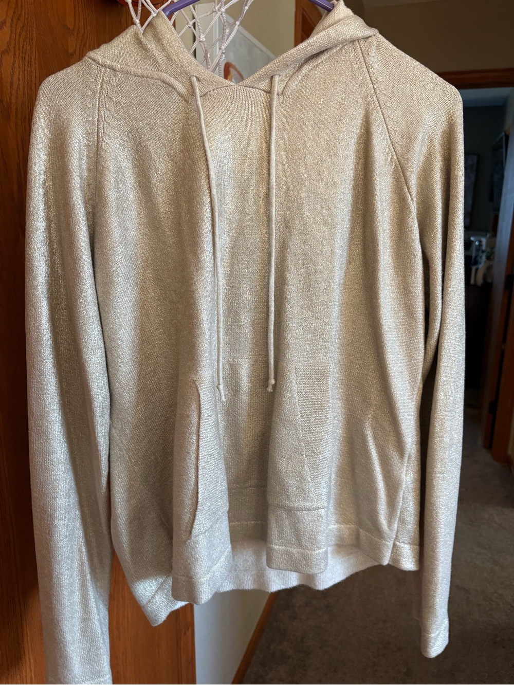 Women’s Shimmering Cream Hoodie Sweater